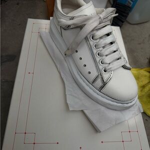 Alexander McQueen White Sneakers with Silver Detail